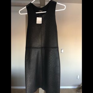 Black faux leather dress python